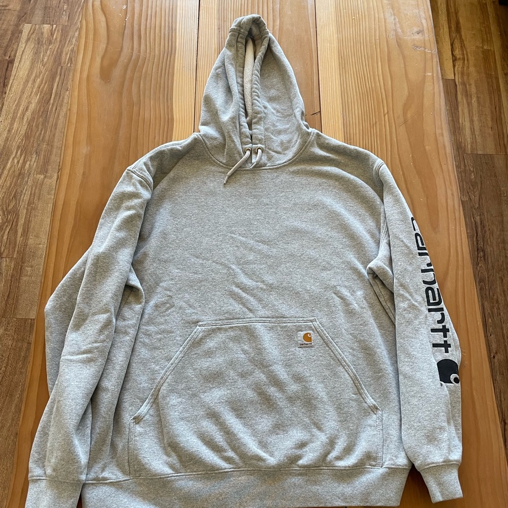 Men's 2XL CARHARTT Gray Hoodie Sweatshirt Loose Fit, Pullover